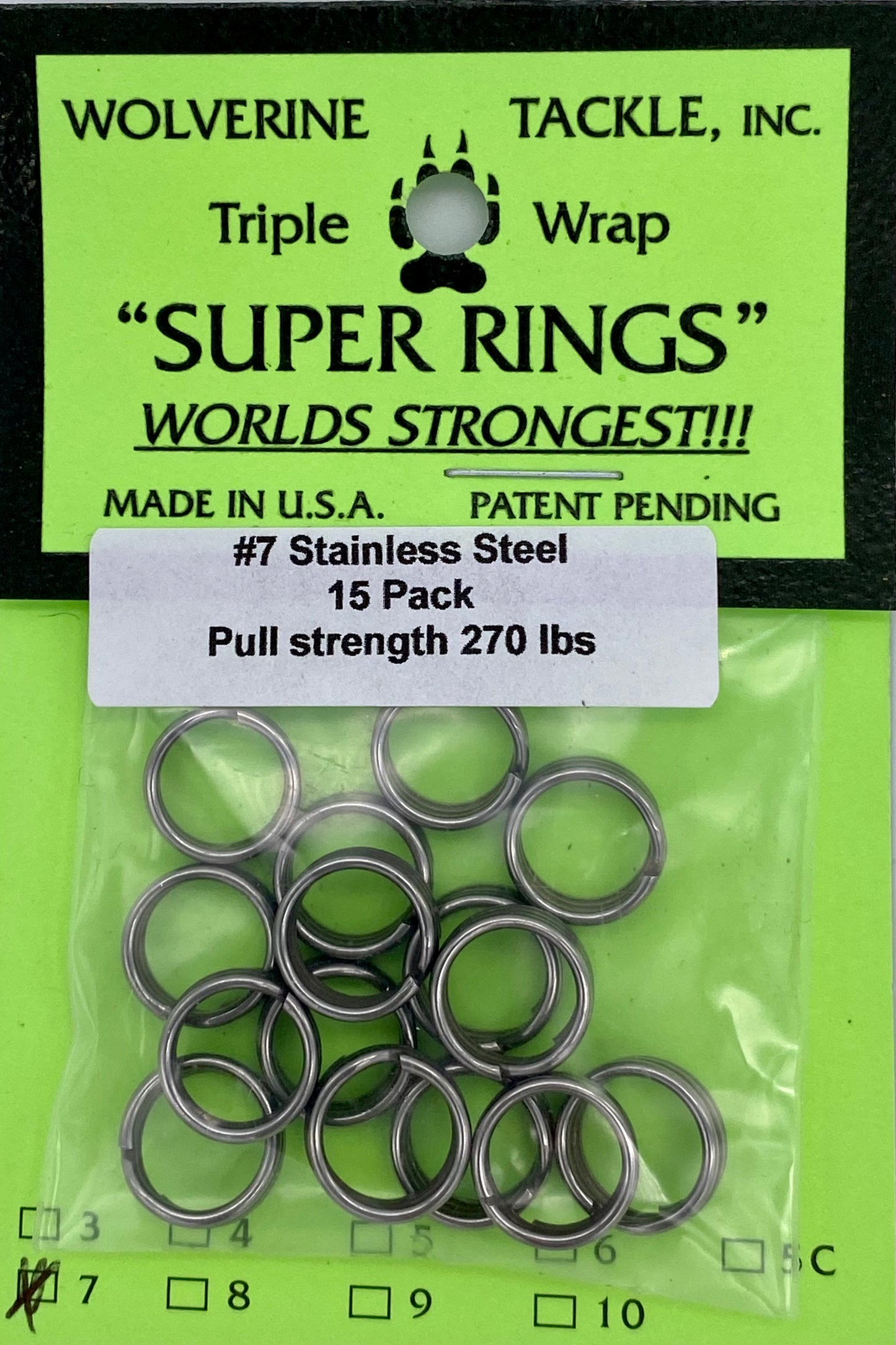 SPLIT RINGS - "WORLDS STRONGEST" Wolverine Tackle (sizes #4-#8)